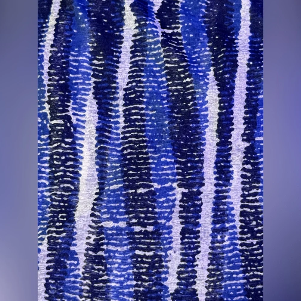 Rafaella Blue and White Striped Ruffle Sleeveless Tank - Sheer.  XXL